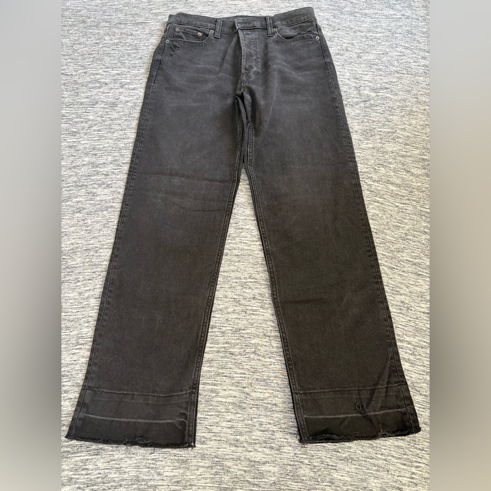 Gap Jeans Distressed Denim Cheeky Straight High Rise Size 10/30 Tall